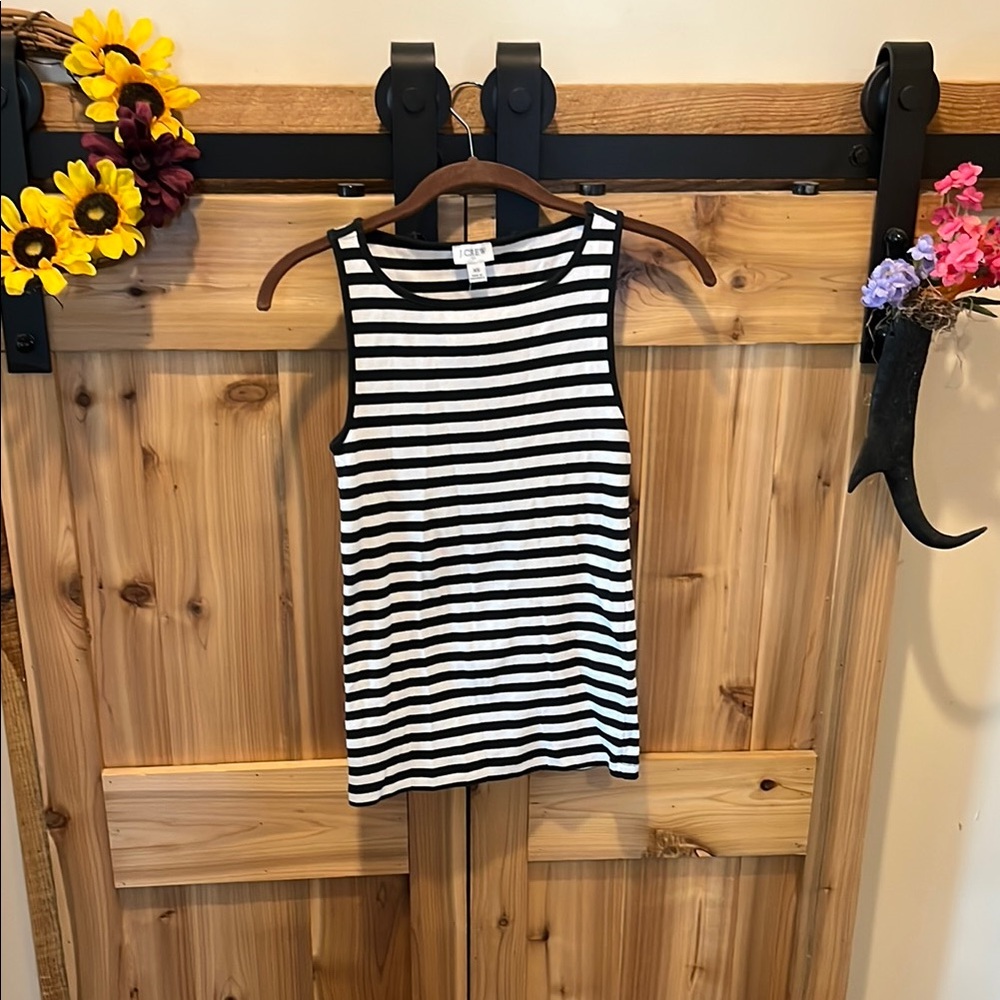 J. Crew Black and White Striped Tank Top